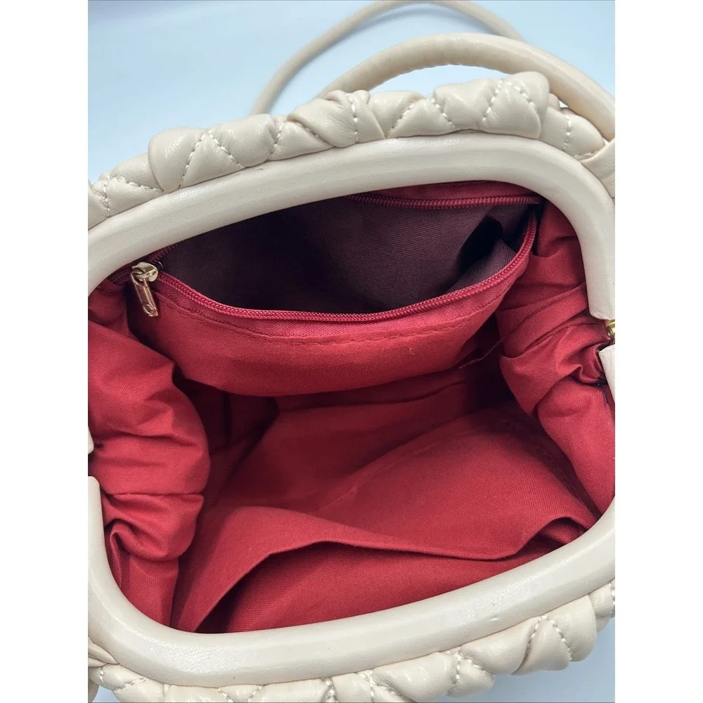 Dumpling Bag Quilted Clutch Handbag Cloud‎ Crossbody Purse Fashion Beige
